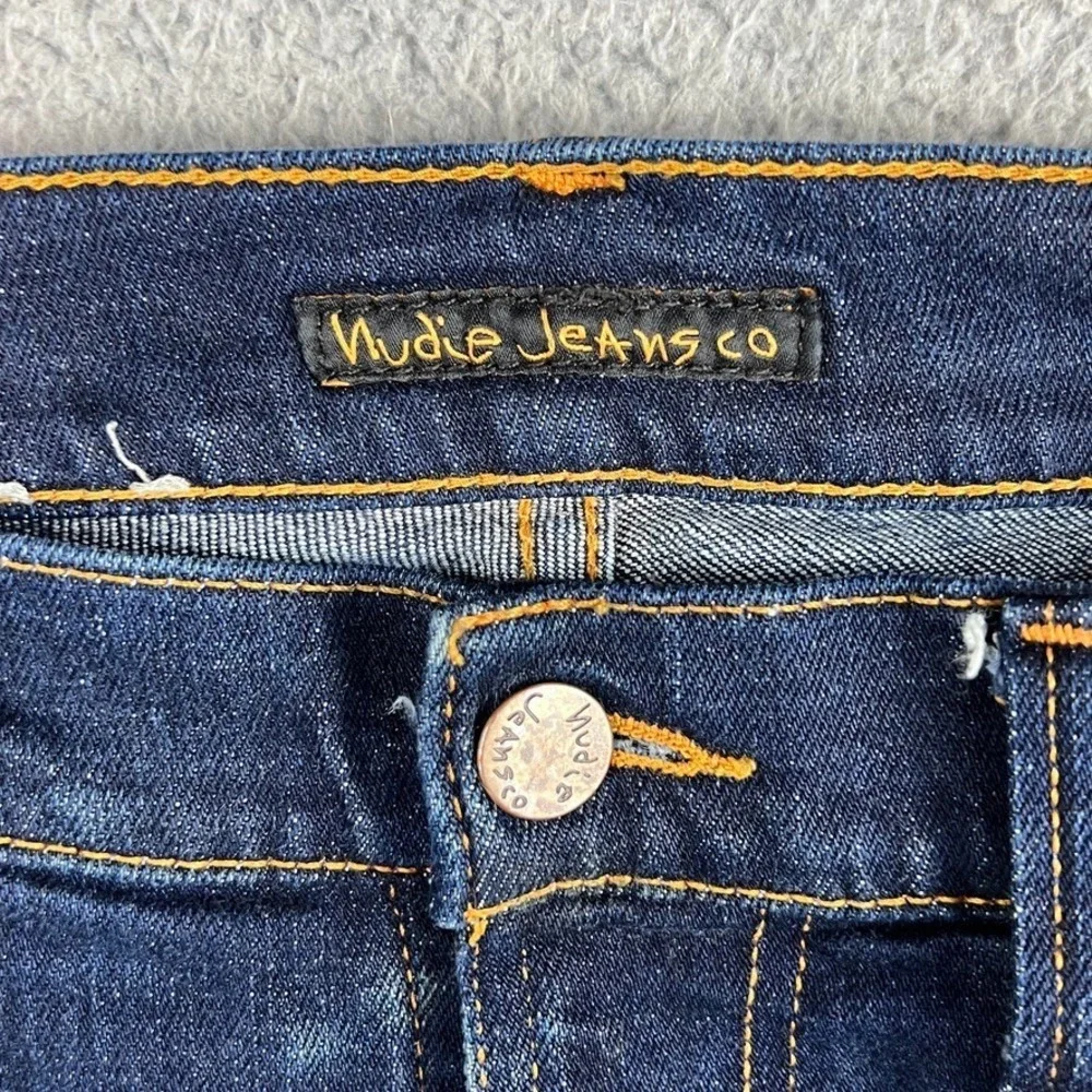 Nudie Jeans Mens 30x34‎ (A: 32x33) Blue Dark Wash Slim Fit Organic Cotton